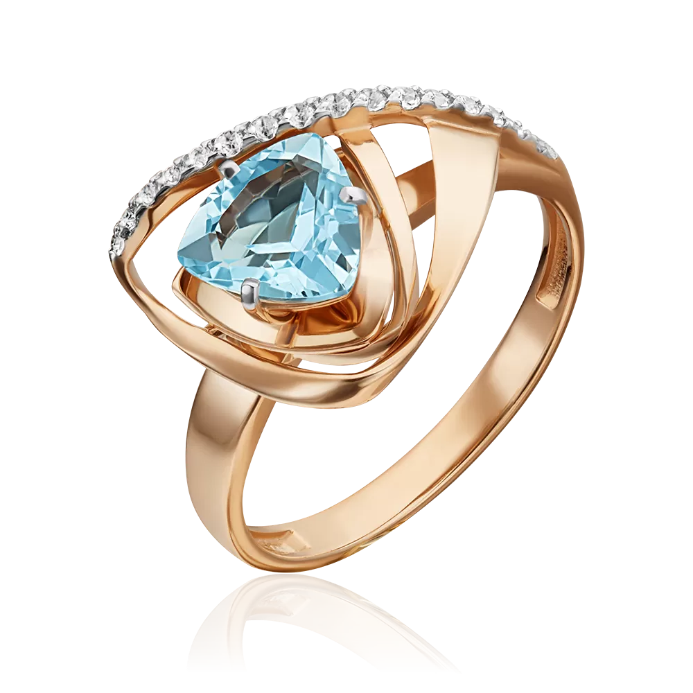 Кольцо из красного золота с топазом и натуральными топазами white 01-5311-00-201-1110-57