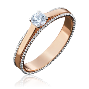 Помолвочное кольцо из комбинированного золота с фианитом 01-5048-00-501-1111-38