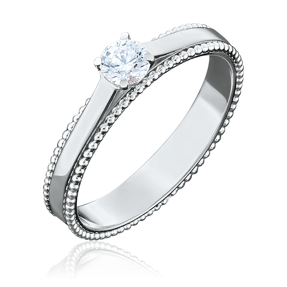 Помолвочное кольцо из белого золота с фианитом 01-5048-00-501-1120-38