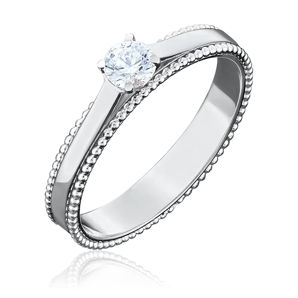 Помолвочное кольцо из белого золота с фианитом 01-5048-00-501-1120-38