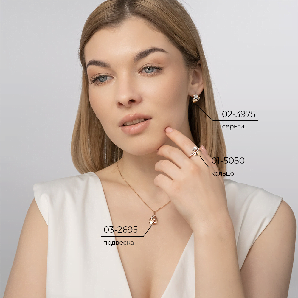 Кольцо из комбинированного золота с фианитами 01-5050-00-401-1111-03