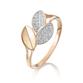 Кольцо «Ветвь» из красного золота с фианитами 01-4808-00-401-1110-32