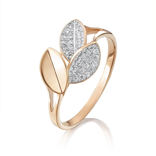 Кольцо «Ветвь» из красного золота с фианитами 01-4808-00-401-1110-32