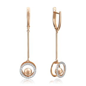 Серьги с английским замком из красного золота с фианитами 02-4493-00-401-1110-65