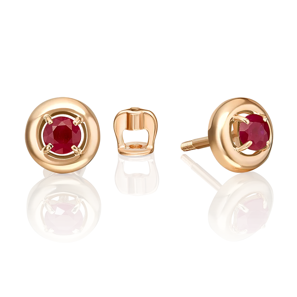 Серьги-пусеты из красного золота с рубином 02-5489-00-104-1110