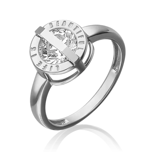 Кольцо «Жизнь прекрасна» из белого золота с фианитом 01-5379-00-401-1120
