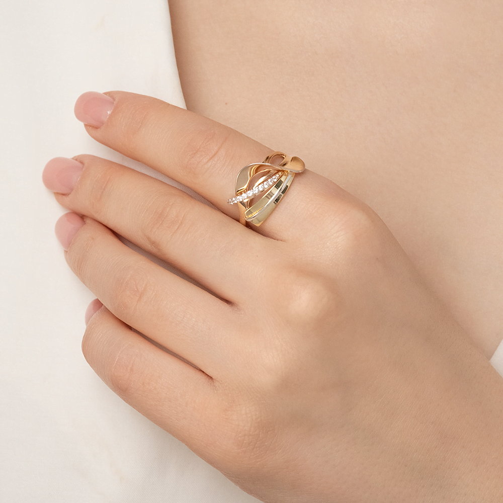 Кольцо из комбинированного золота с фианитами 01-5168-00-401-1113