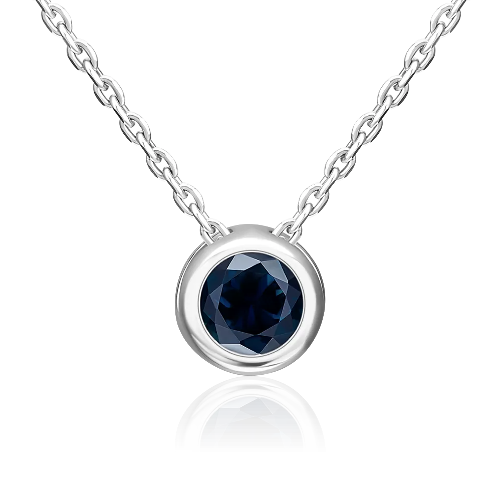 Подвеска-бегунок из белого золота с сапфиром 03-0317-00-102-1120-30