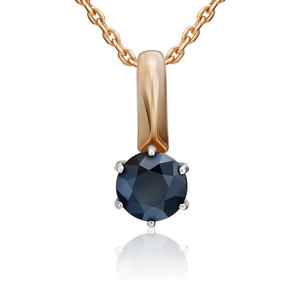 Подвеска из комбинированного золота с сапфиром 03-0240-00-102-1111-30