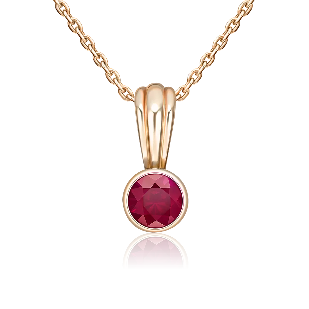 Подвеска из красного золота с рубином 03-0289-00-104-1110-30