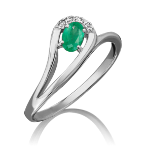 Кольцо из белого золота с изумрудом и бриллиантами 01-0663-00-106-1120-30