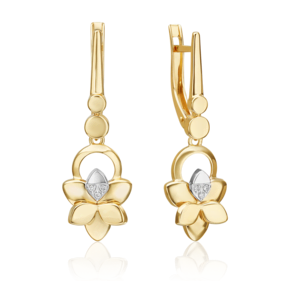 Серьги с английским замком из комбинированного золота с бриллиантами 02-4996-00-101-1121