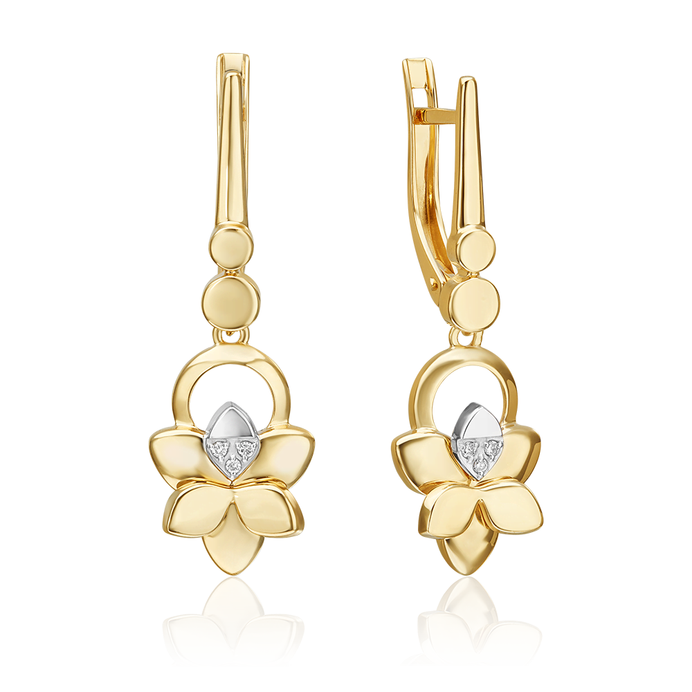 Серьги с английским замком из комбинированного золота с бриллиантами 02-4996-00-101-1121