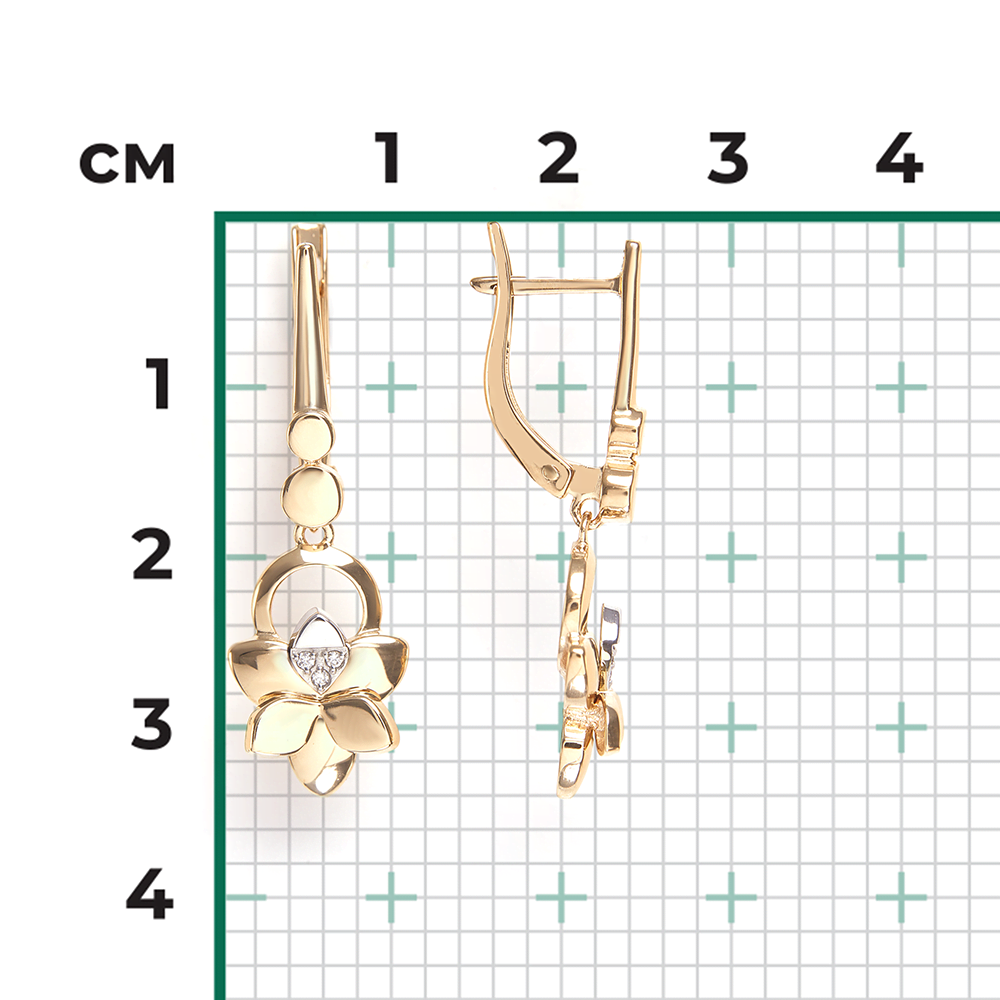 Серьги с английским замком из комбинированного золота с бриллиантами 02-4996-00-101-1121