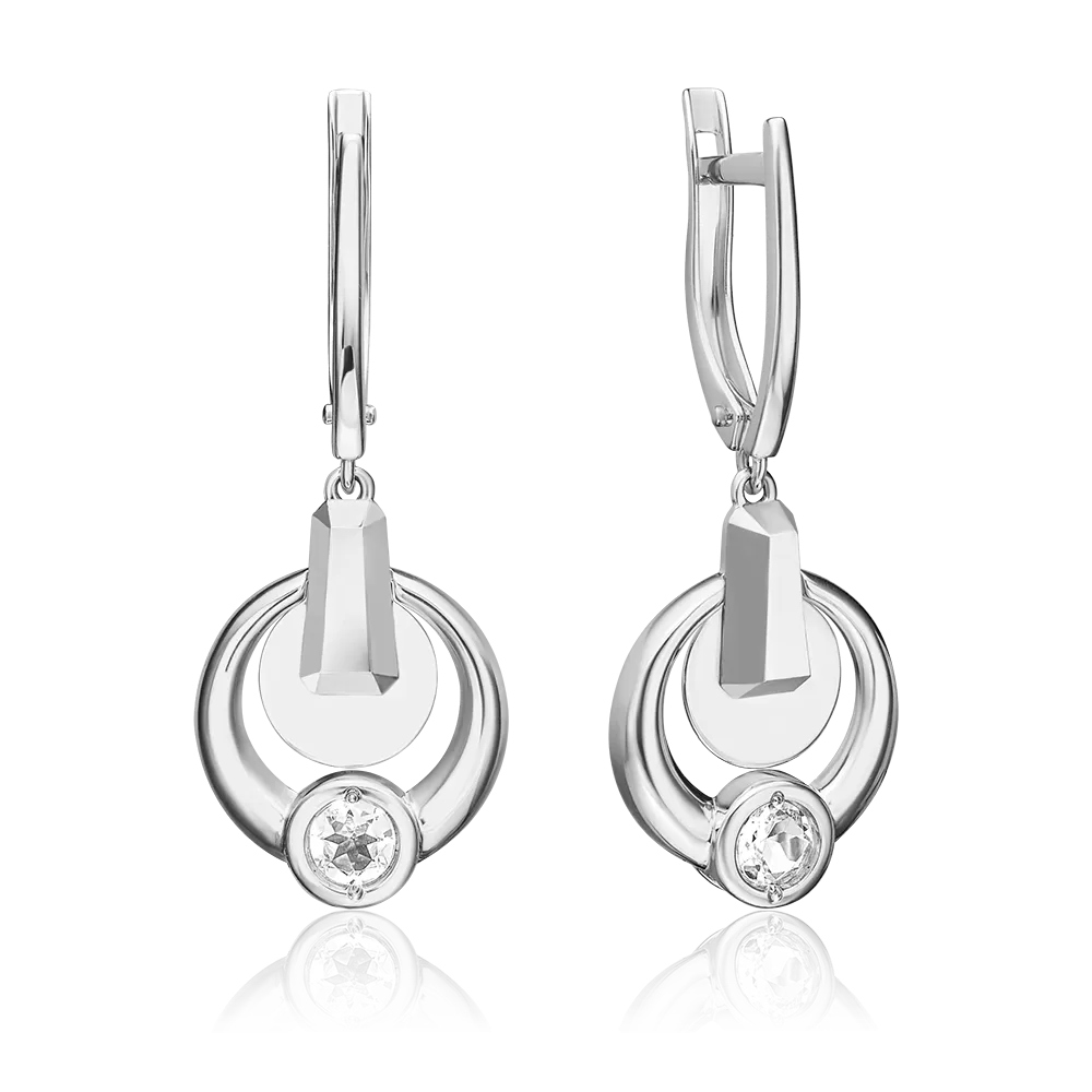 Серьги с английским замком из белого золота с натуральным топазом white 02-5039-00-201-1120