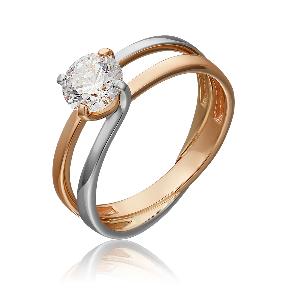 Кольцо из комбинированного золота с фианитом 01-5438-00-501-1111-38