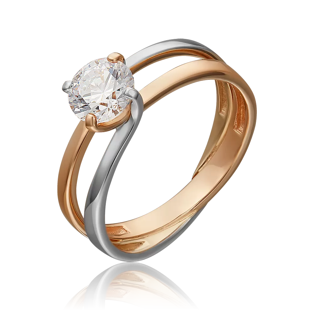 Кольцо из комбинированного золота с фианитом 01-5438-00-501-1111-38