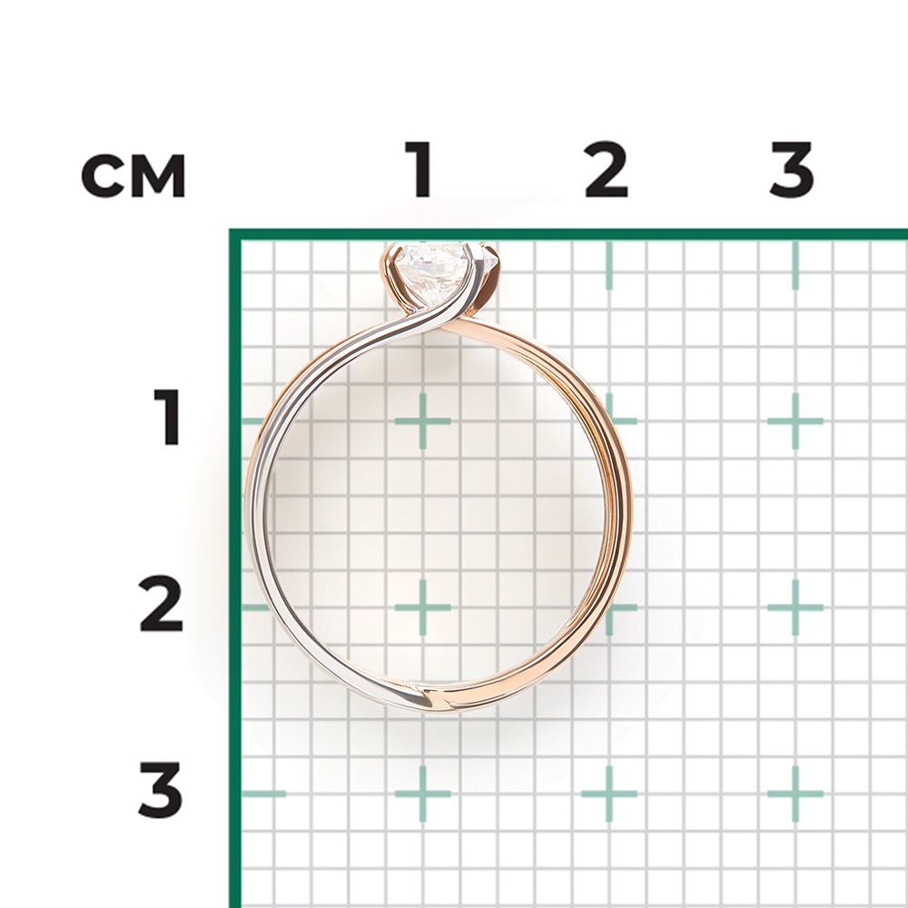 Кольцо из комбинированного золота с фианитом 01-5438-00-501-1111-38