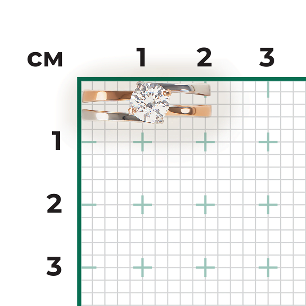 Кольцо из комбинированного золота с фианитом 01-5438-00-501-1111-38