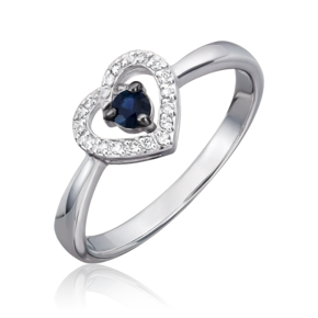 Кольцо из белого золота с сапфиром и бриллиантами 01-5543-00-105-1120-30