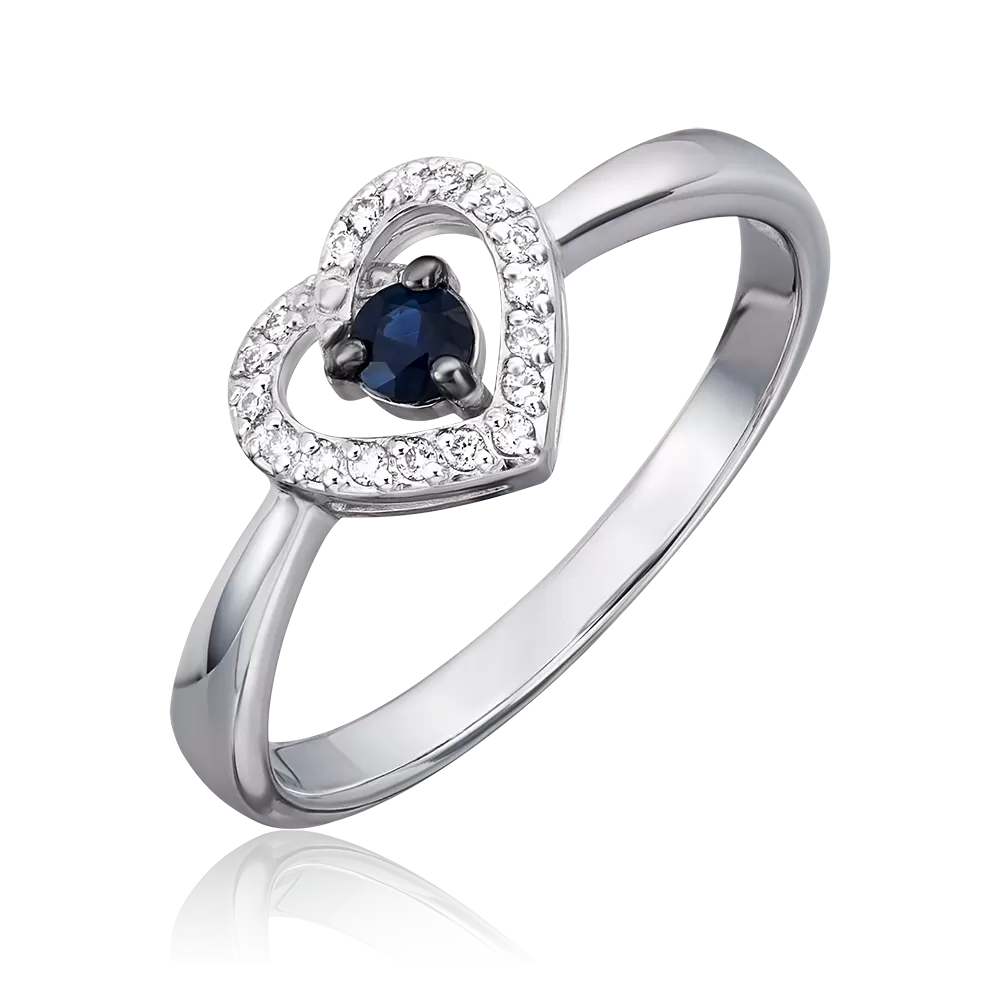 Кольцо из белого золота с сапфиром и бриллиантами 01-5543-00-105-1120-30