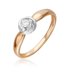 Помолвочное кольцо из красного золота с бриллиантом 01-5848-00-101-1110