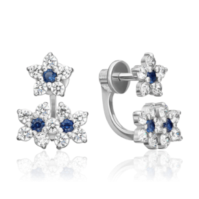 Серьги-джекеты из серебра с фианитами 02-0604-00-404-0200