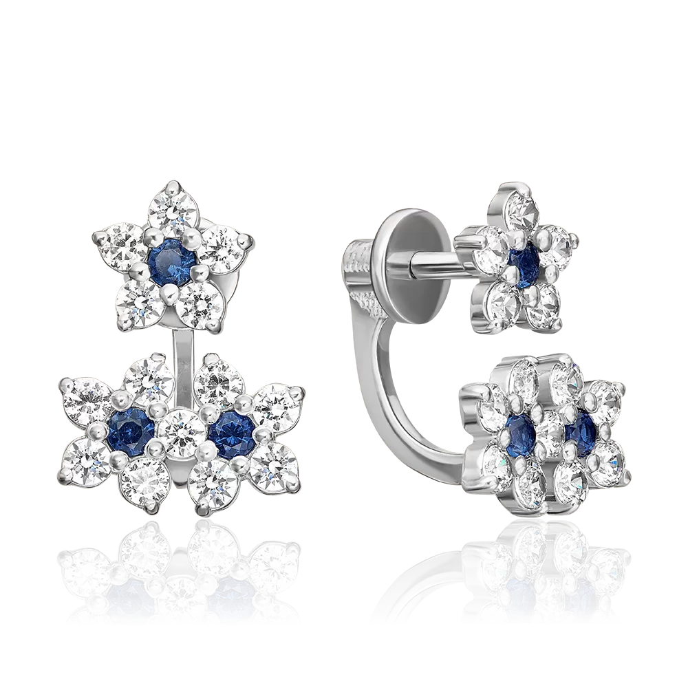 Серьги-джекеты из серебра с фианитами 02-0604-00-404-0200