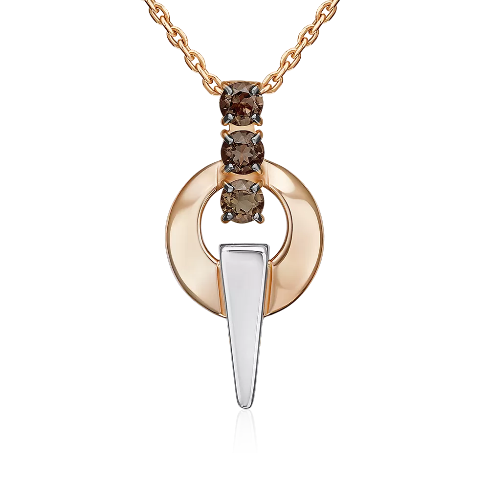 Подвеска из комбинированного золота с кварцем дымчатым 03-3575-00-202-1111