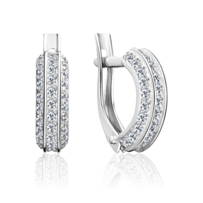 Серьги с английским замком из серебра с фианитами 02-2746-00-401-0200