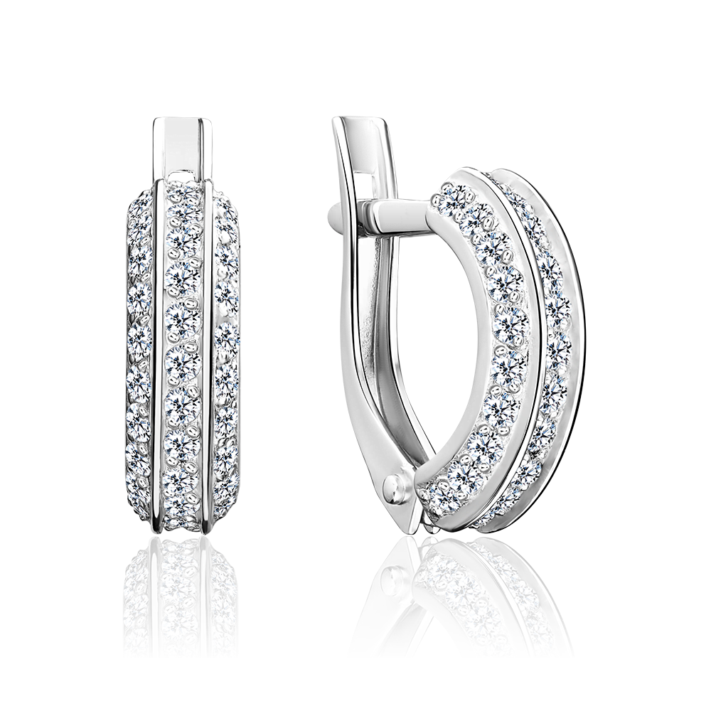 Серьги с английским замком из серебра с фианитами 02-2746-00-401-0200