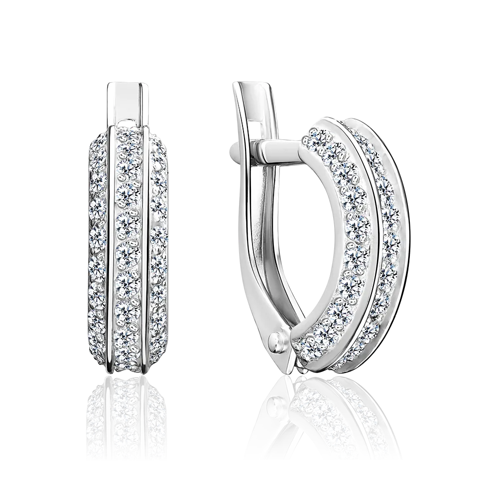 Серьги с английским замком из серебра с фианитами 02-2746-00-401-0200