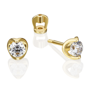 Серьги-пусеты из лимонного золота с фианитом 02-4608-00-401-1130