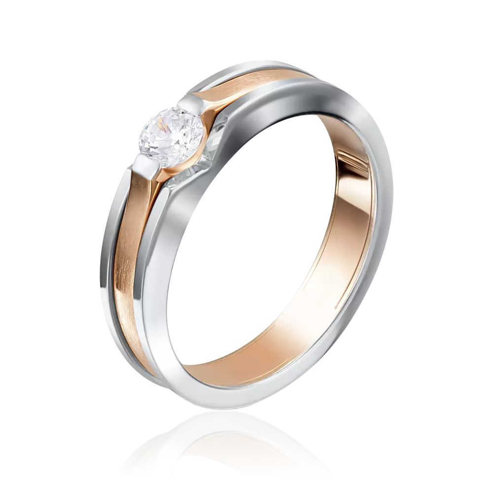 Кольцо из комбинированного золота с фианитом 01-5190-00-401-1111