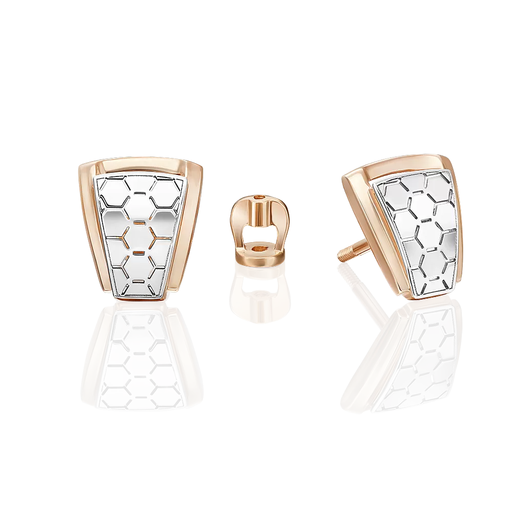 Серьги-пусеты из комбинированного золота 02-5264-00-000-1111