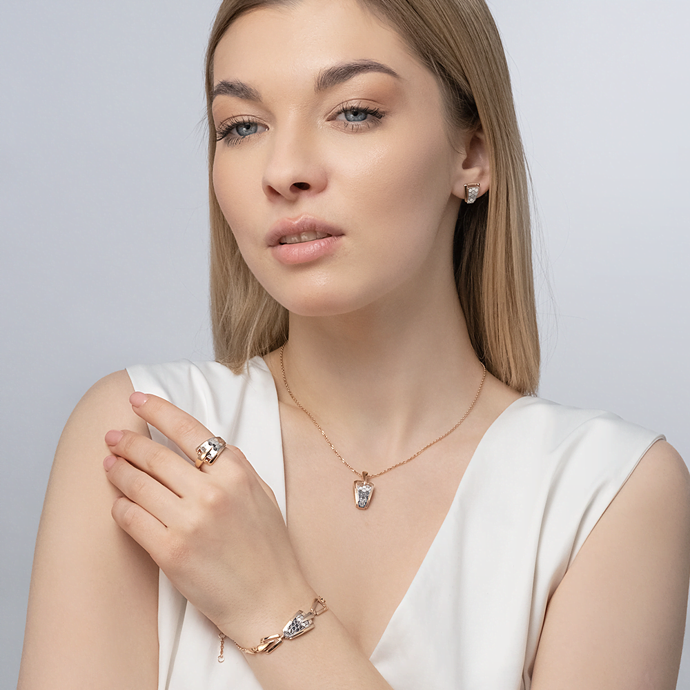 Серьги-пусеты из комбинированного золота 02-5264-00-000-1111