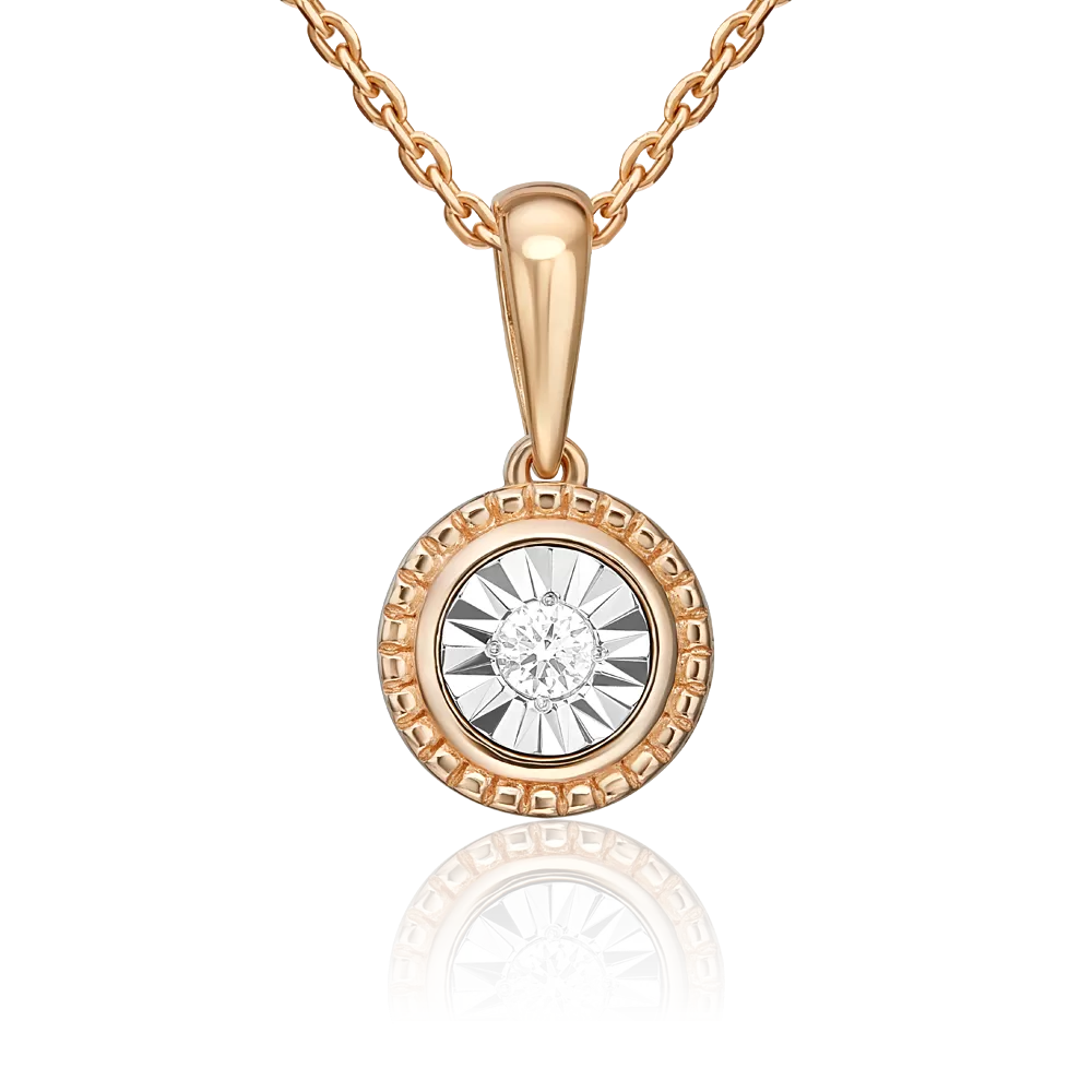 Подвеска из комбинированного золота с бриллиантом 03-3452-00-101-1111