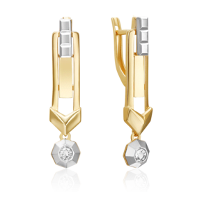 Серьги с английским замком из комбинированного золота с натуральным топазом white 02-5055-00-201-1121