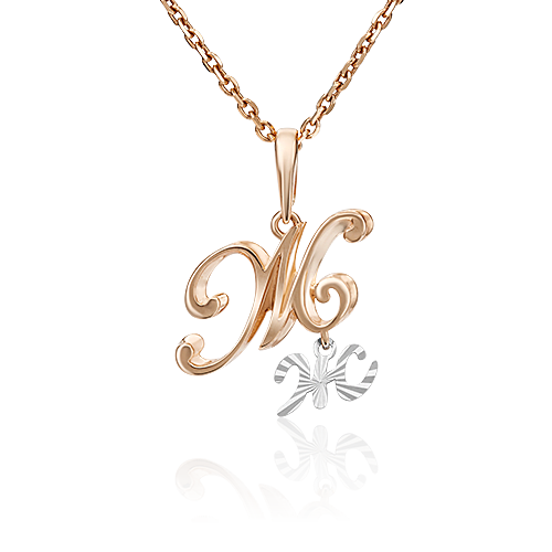 Подвеска «Буква Ж» из комбинированного золота 03-2950-Ж-000-1111