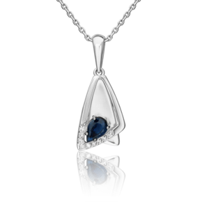 Подвеска из белого золота с сапфиром и бриллиантами 03-3459-00-105-1120