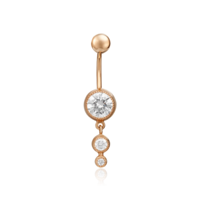 Пирсинг в пупок из красного золота с фианитами 06-0646-00-501-1110-38