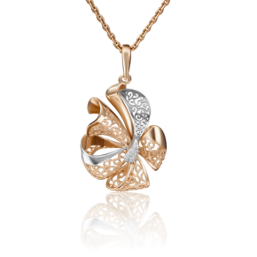 Подвеска «Бант» из красного золота с фианитами 03-2916-00-401-1110-48