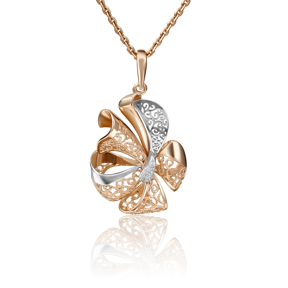 Подвеска «Бант» из красного золота с фианитами 03-2916-00-401-1110-48