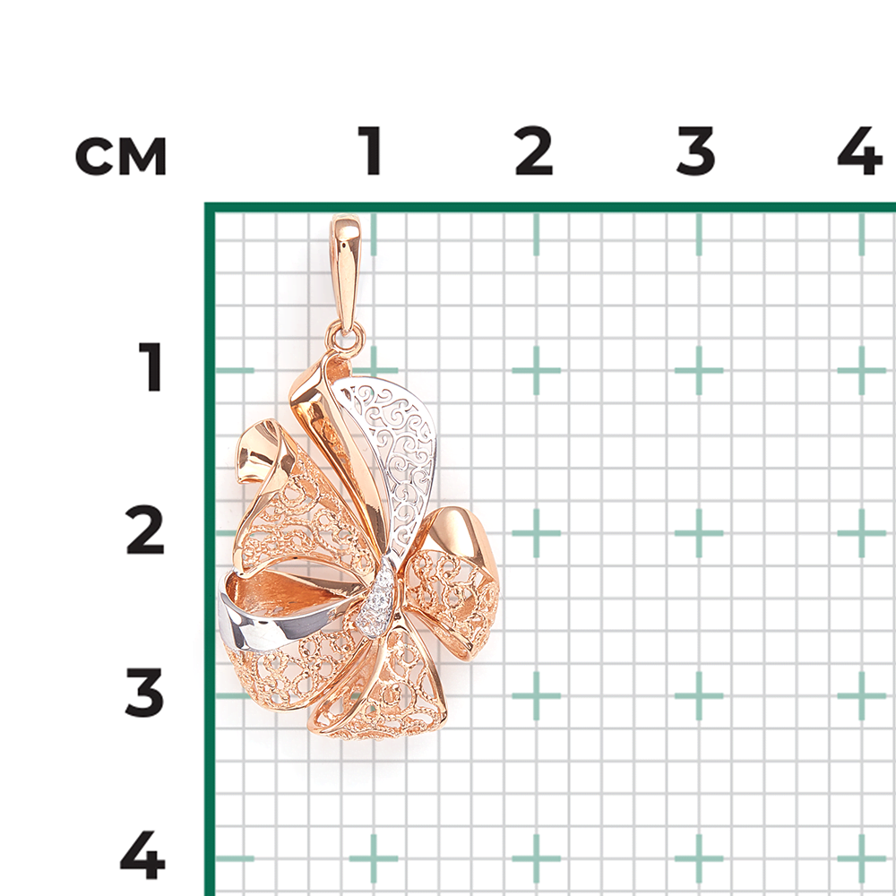 Подвеска «Бант» из красного золота с фианитами 03-2916-00-401-1110-48