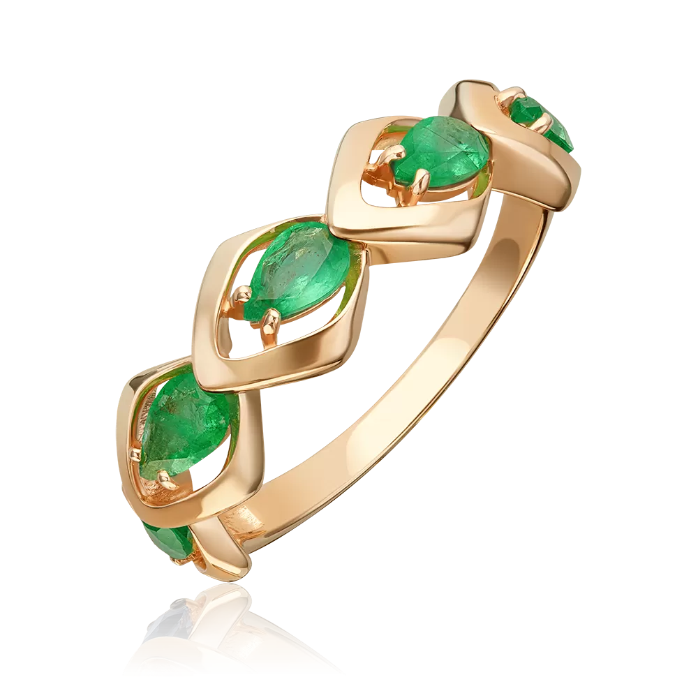 Кольцо из красного золота с изумрудами 01-5871-00-103-1110