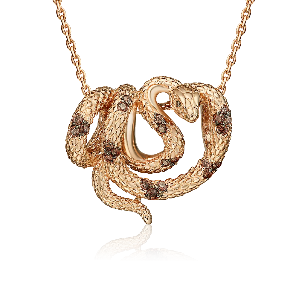Подвеска «Императорский питон» из красного золота с фианитами 03-3624-00-404-1110