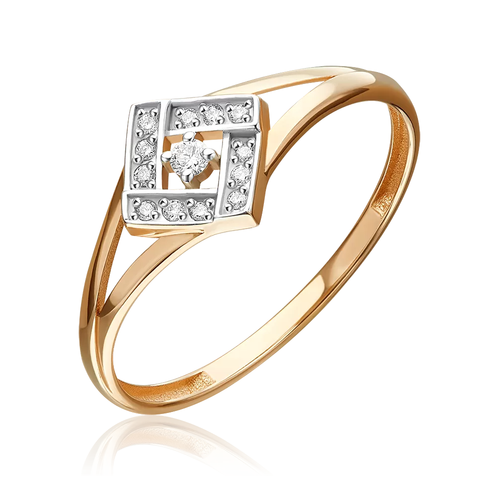 Кольцо из красного золота с бриллиантами 01-5987-00-101-1110