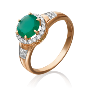 Кольцо из красного золота с халцедоном и фианитами 01-4253-00-275-1110-47