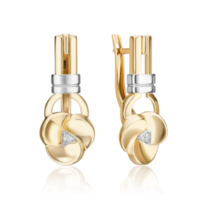 Серьги с английским замком из комбинированного золота с бриллиантами 02-5015-00-101-1121