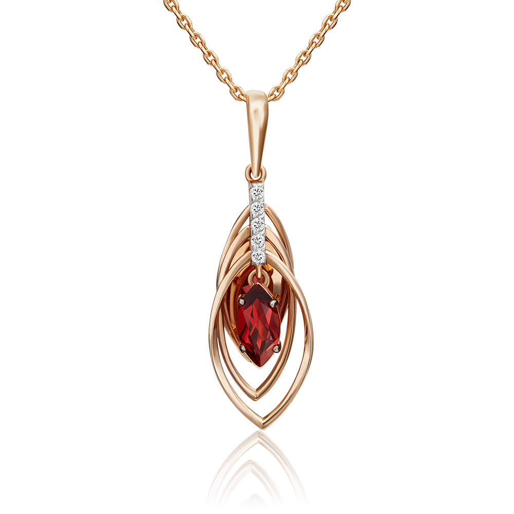 Подвеска из красного золота с гранатом и натуральными топазами white 03-3055-00-264-1110-57
